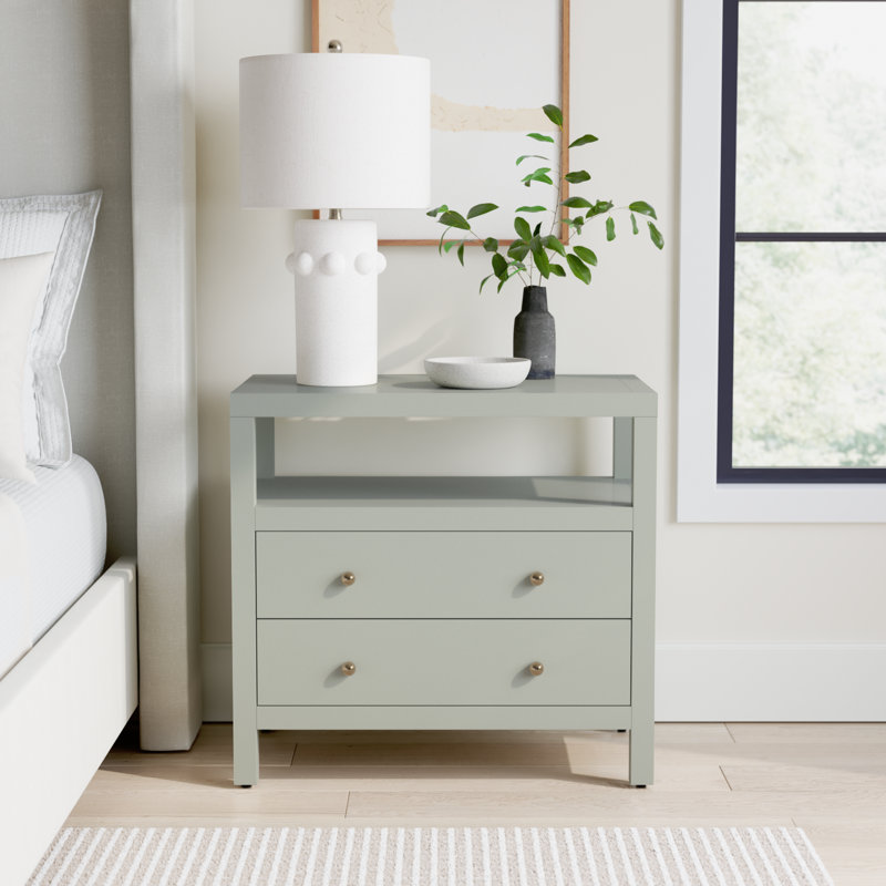 Celine 28" 2-Drawer Nightstand, Sage Green