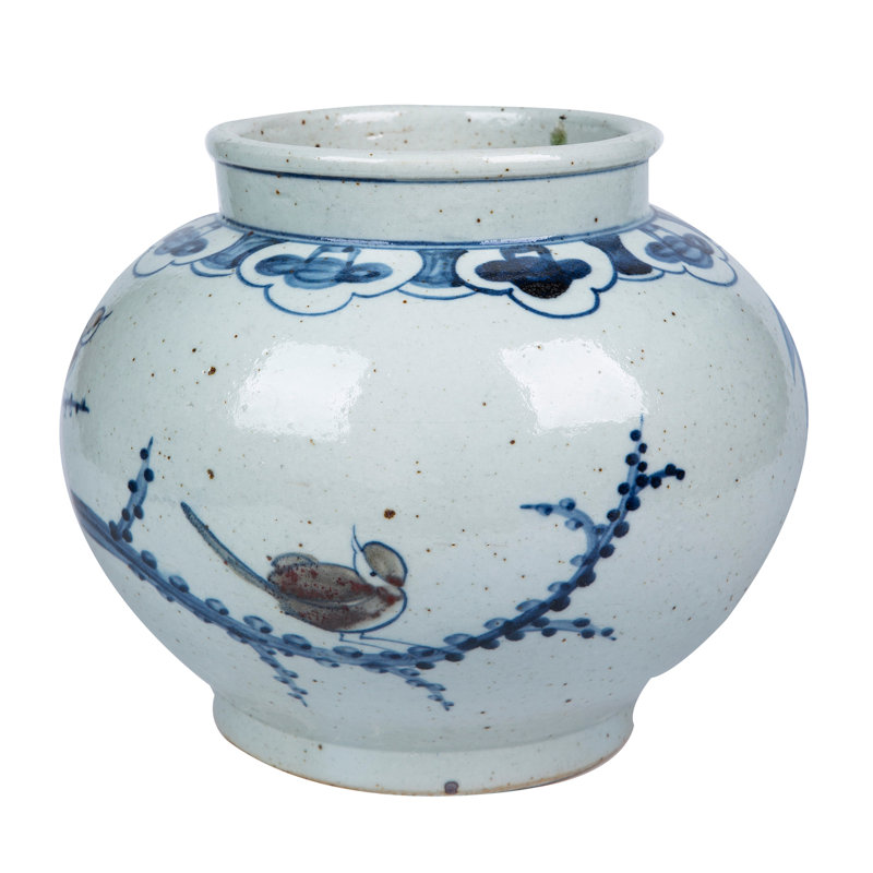 Pot en porcelaine intérieur / extérieur bleu / blanc / rouge 8 po