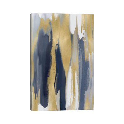 Toile en métal Steelerix - Converge bleu et or III par Jackie Hanson