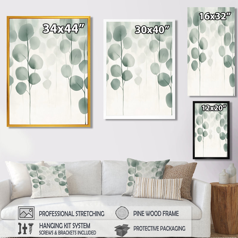 Art mural feuille minimaliste, toile botanique apaisante, Billancourt, Cadre flottant blanc, H 32 po x l 24 po