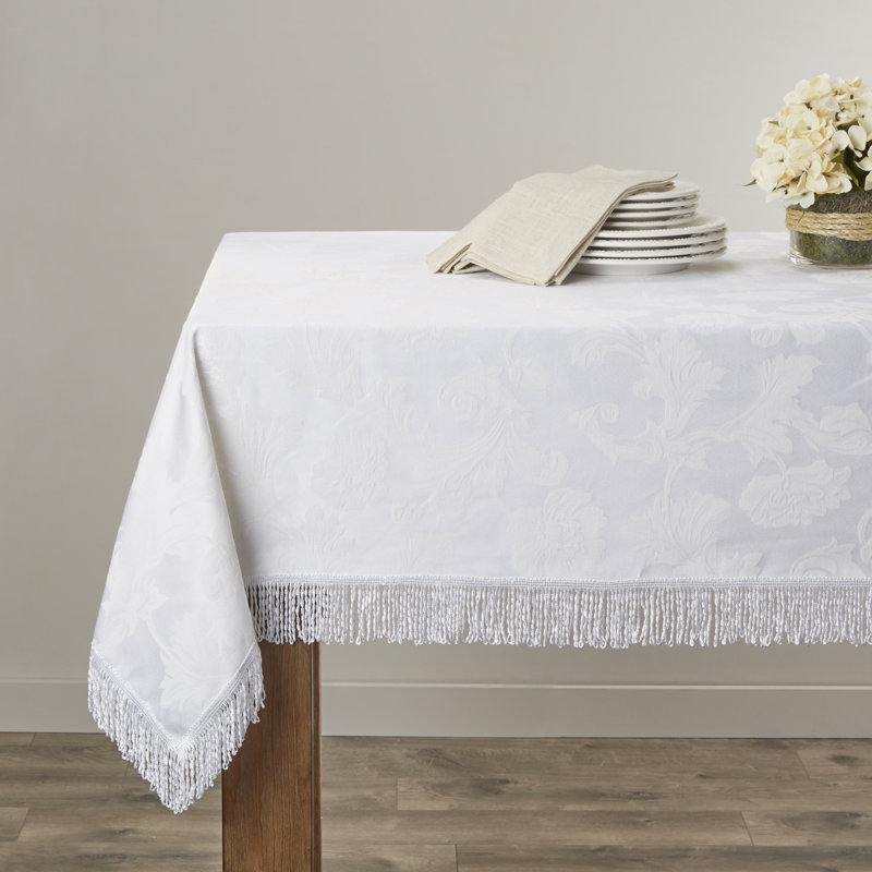 Nappe franges Watterson, Blanc, l 102 po x L 60 po
