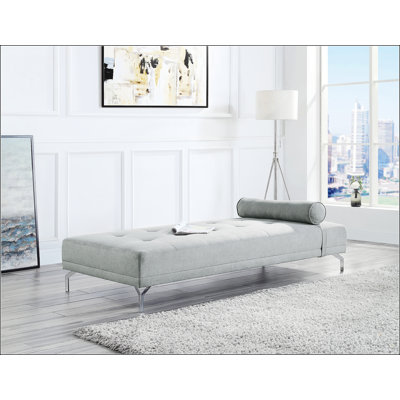 Quenti Sofa Bed W/Pillow In Grey Melange Velvet