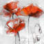 Fleurs rouges - imprimé floral encadré rouge mat pour la décoration intérieure