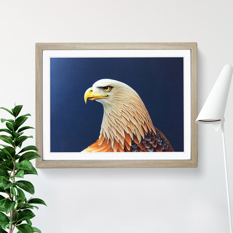 Eagle Bird Watercolour Vol.3 - Single Picture Frame Print, 34cm H x 46cm W x 2cm D, Oak Frame
