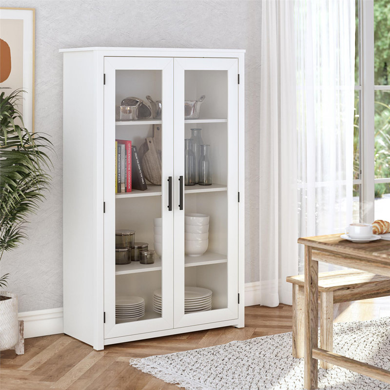 Vitrine moderne Ospery avec portes en verre et tablettes réglables