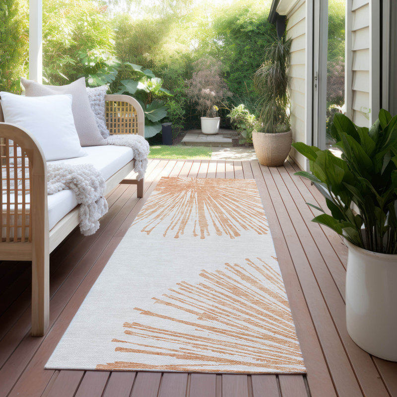 Tapis intérieur / extérieur rectangulaire avec envers antidérapant Heffington, Tapis de couloir 2 pi 3 po x 7 pi 6 po