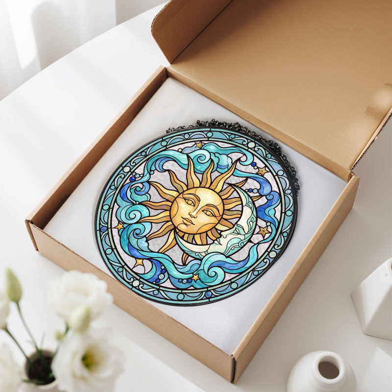 Panneau de vitrail Sun Moon H 12 po, H 12 po