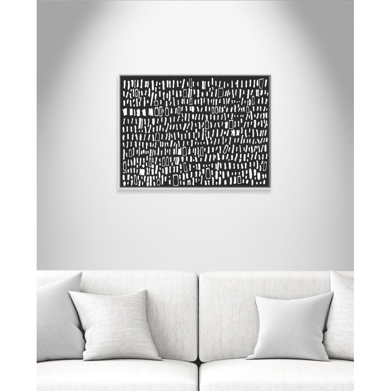 « tribal code-floater », peinture sur toile, Cadre blanc, H 30 po x l 40 po x P 2 po