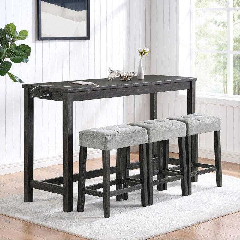 Ensemble de table de bar et chaises, Noir