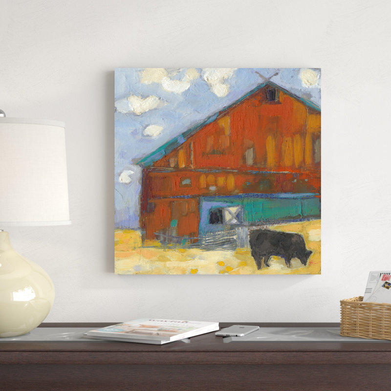 Schullsburg Barn par Sue Jachimiec - peinture sur toile tendue, H 20 po x l 20 po