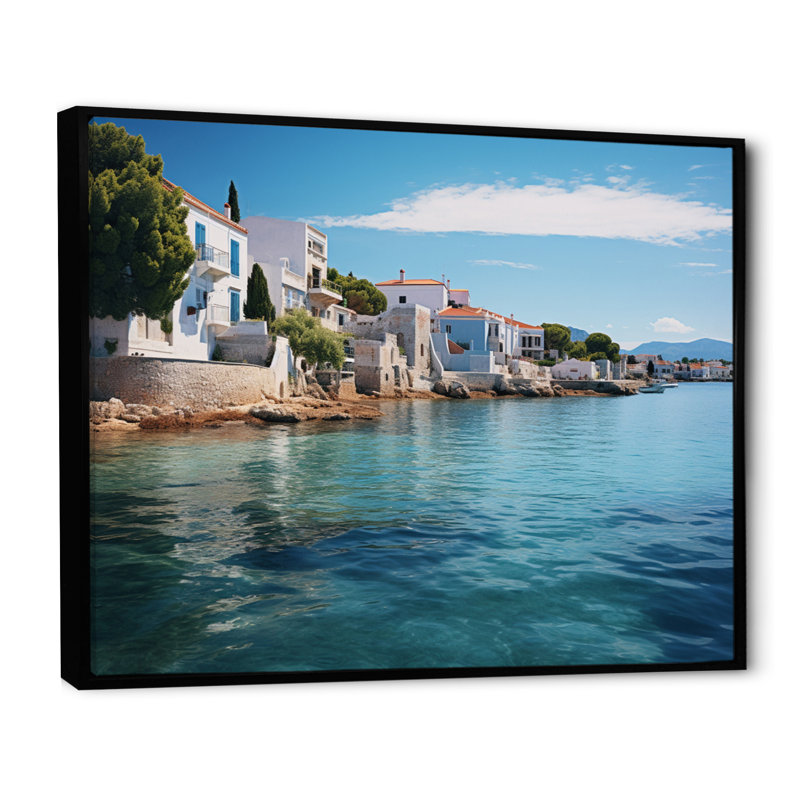 " Greece Saronic Serenade II ", H 30 po x l 40 po, Cadre flottant noir