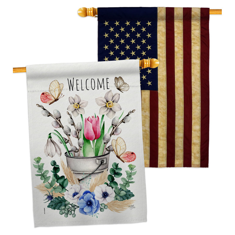 Drapeau de maison de source en polyester à 2 côtés 40 x 28 po Spring Water Can