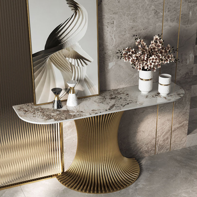 Console en métal de style italien., Doré, 33.8" H x 47.2" W x 15.7" D