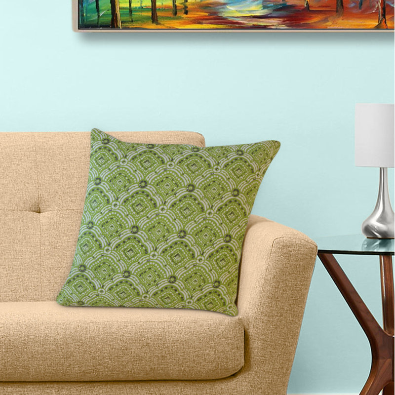 Coussin géométrique Jarmo, 20 po x 20 po, Vert, Coussin décoratif