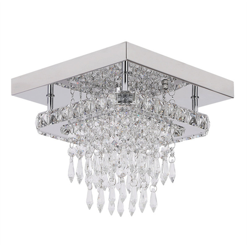 Lustre carré à 1 lumière DEL avec accents Crytal Daevaughn, Blanc chaud