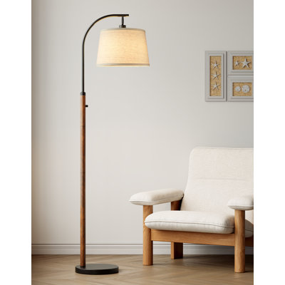Lampe sur pied 65 po à intensité variable pour le salon, grande lampe sur pied moderne en métal avec ampoule à DEL pour chambre à coucher, bureau, chambre de bébé, noir et brun rustique