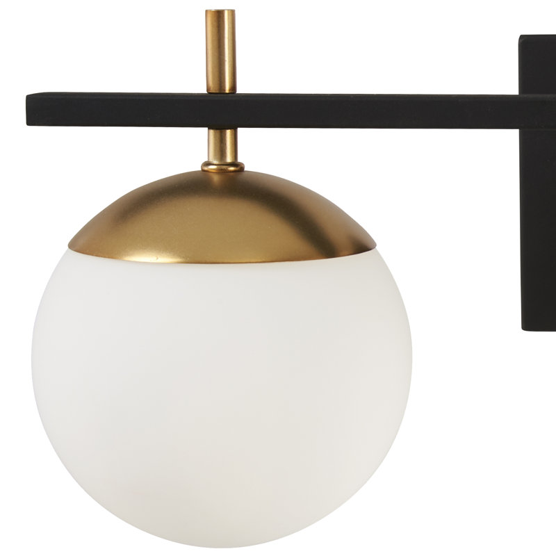 Autumn Gold & Weathered Black 3-Light Vanity with Etched Opal Shades