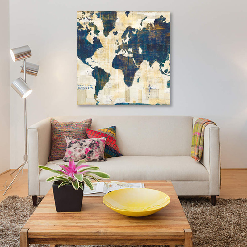 « square map collage square », impression sur toile, H 48 po x l 48 po x P 1,5 po, Toile tendue, Pas de tapis