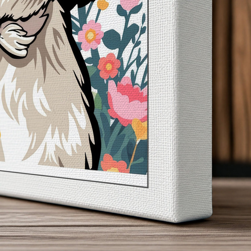 Flower Market Pup Modern - Wrapped Canvas, 36x24 - 91.4 x 61.0 cm, White Border