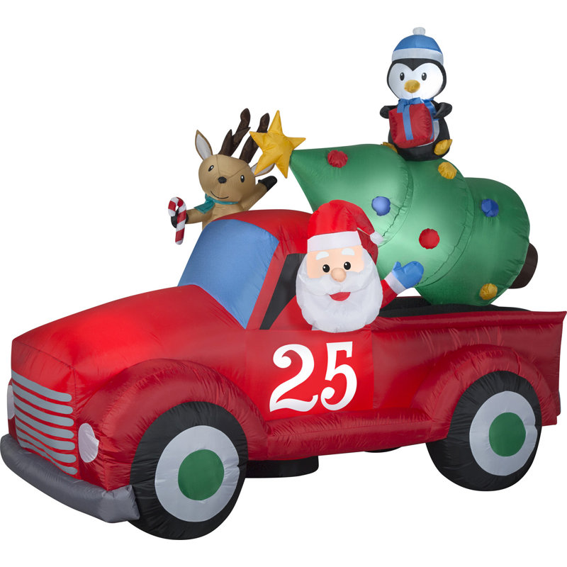 The Holiday Aisle® 8 pi. Père Noël gonflable dans une camionnette rétro