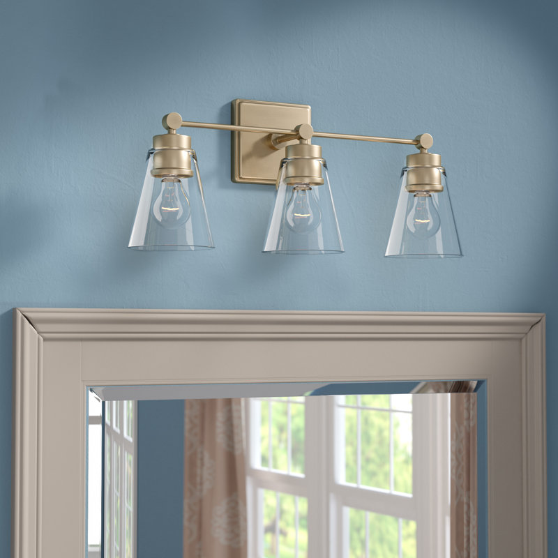 3 - Light Dimmable Vanity Light, Aged Brass