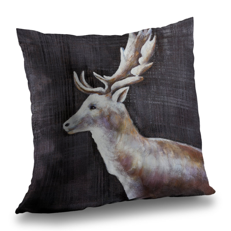 Deer Profile View in the Dark - Animals Office – Throw Pillow Cover Only, Double-Sided Print, Insert Not Included