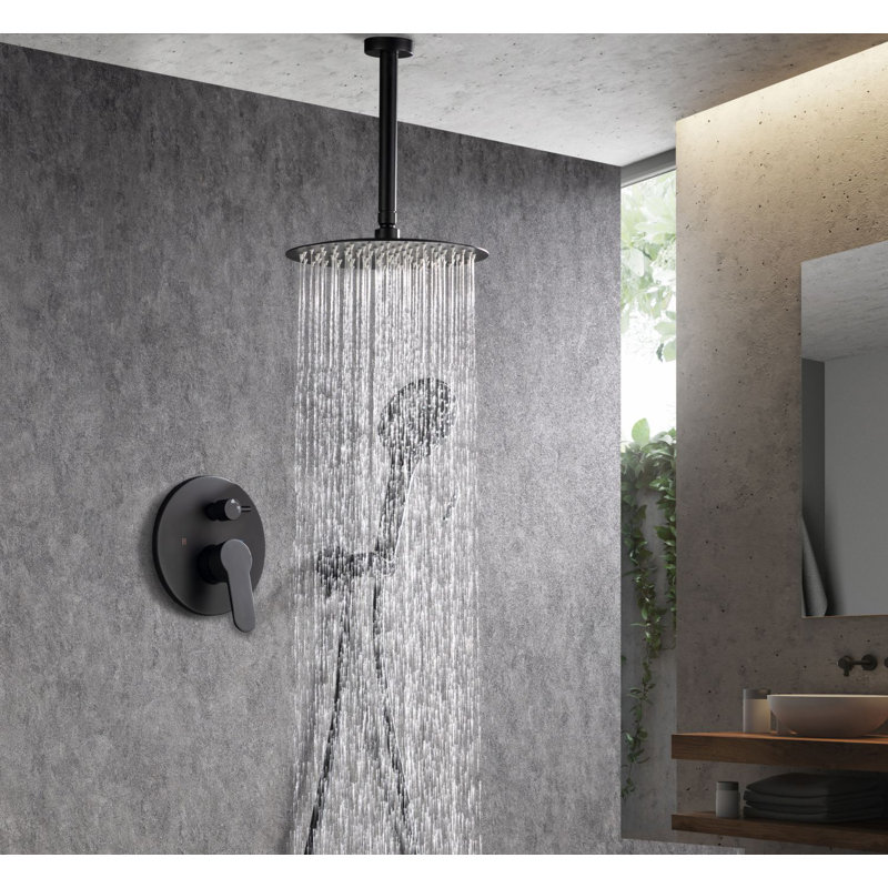 Système de douche complet avec valve brute, Noir mat