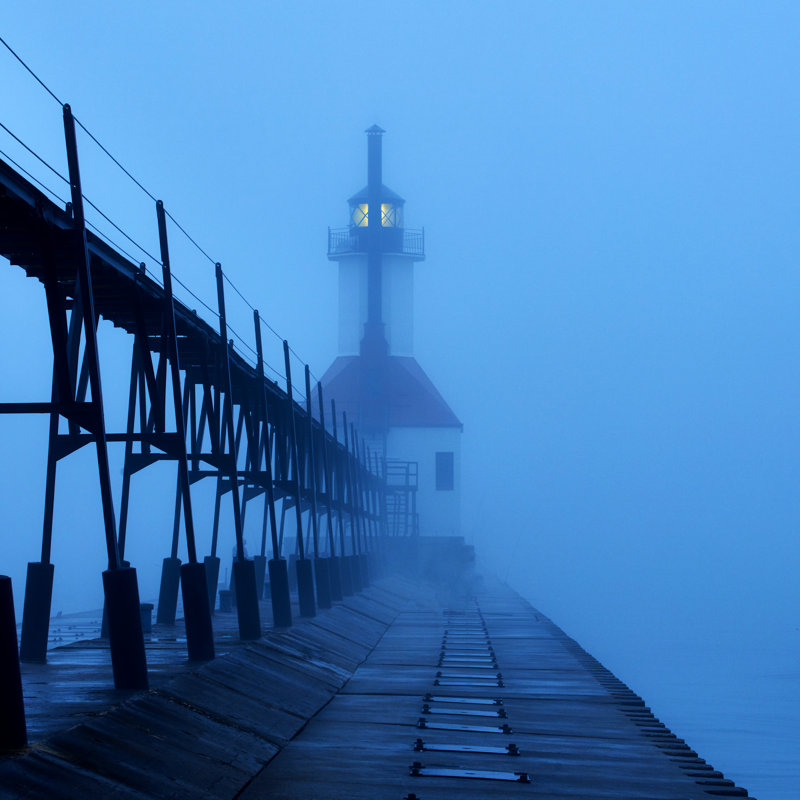 Lighthouse At Night I by James McLoughlin - Wrapped Canvas Print, 122cm H x 122cm W