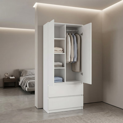Croft 2 Door Solid + Manufactured Wood Wardrobe