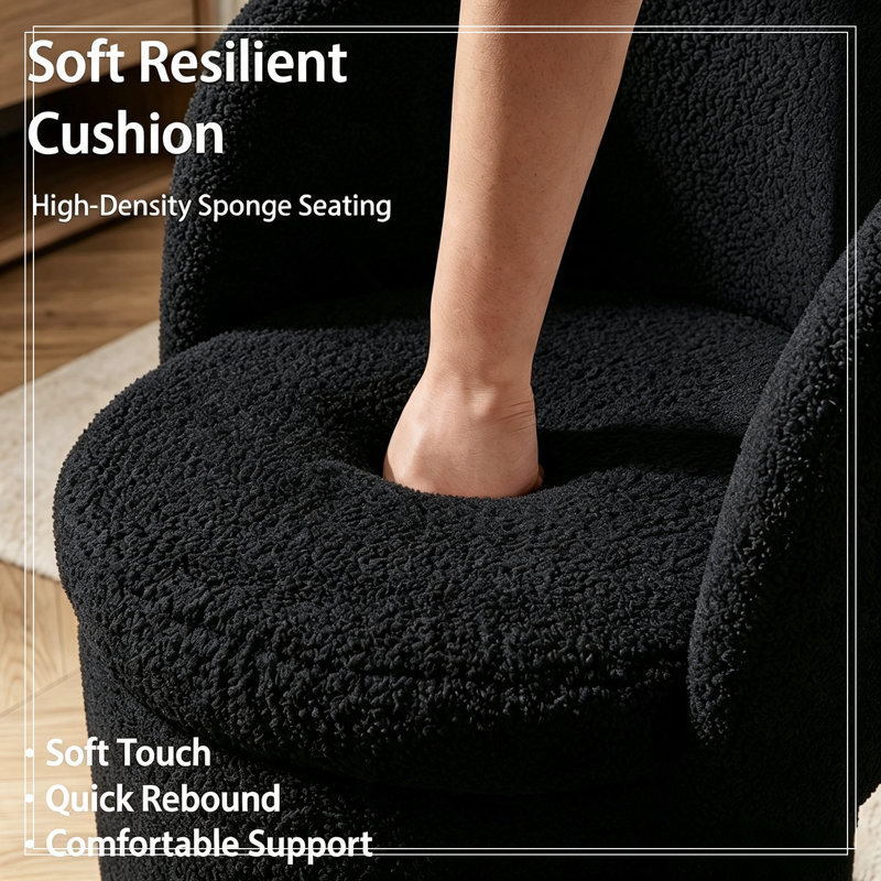 Fauteuil demi-tonneau avec rangement à plateau rabattable, Noir