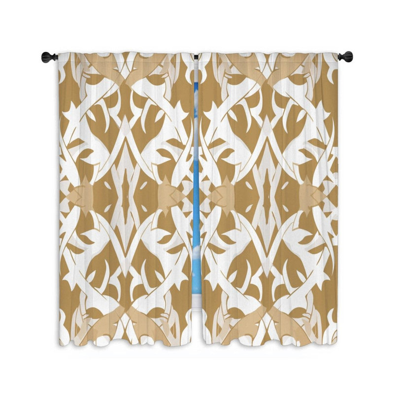 Botanical Artwork Bathroom Room Darkening Curtain Pair, 56" W x 80" L