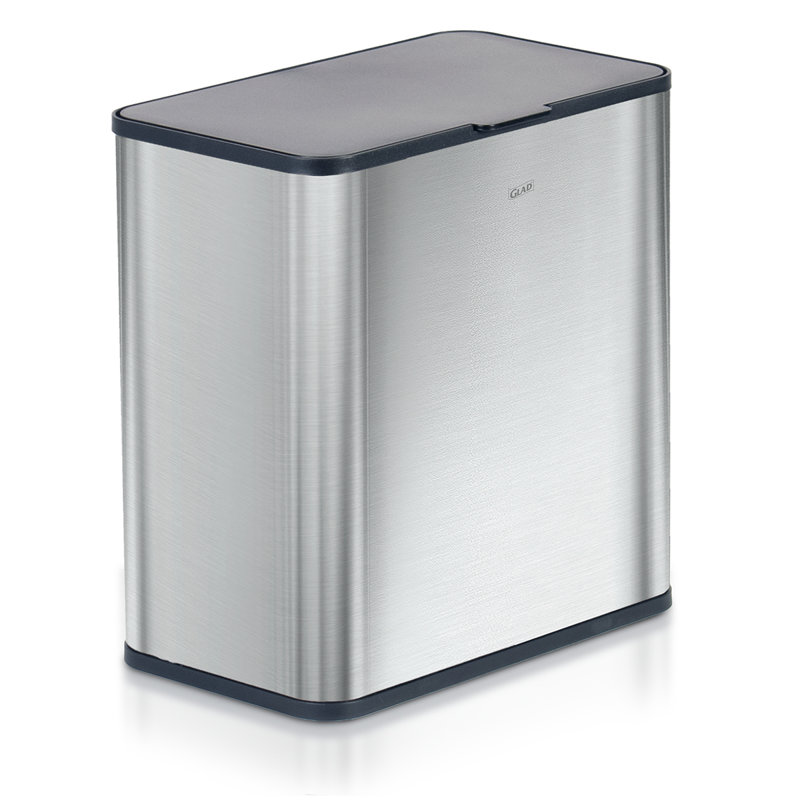 1.5 Gallon Brushed Stainless Steel Rectangular Trash Can with Lid