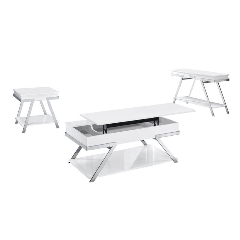 Contemporary Style 1Pc Sofa Table High Gloss Finish Chrome Frame Console Table Gorgeous Living Room Furniture