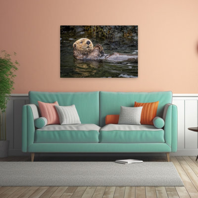 Reproduction d'art murale flottante loutre de mer contemporaine