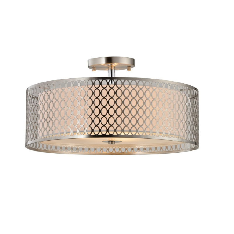 Ferrigno LED Semi Flush Mount, 10" H x 17" W x 17" D , Satin Nickel