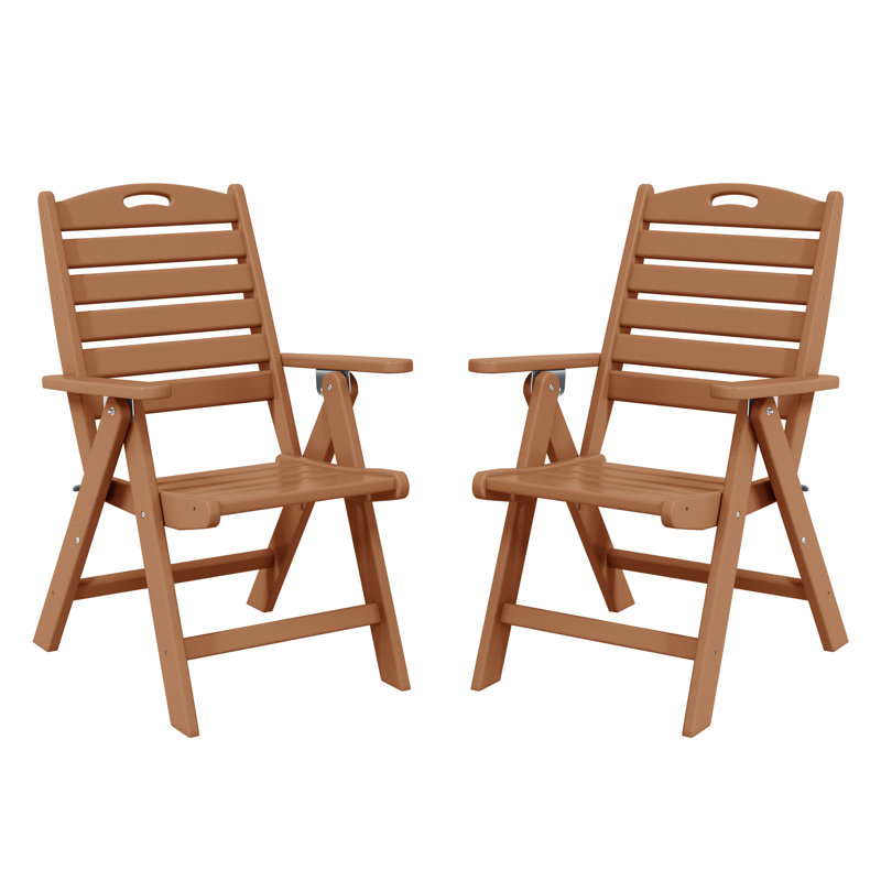 Ensemble de 2 chaises de patio pliantes à dossier haut, Naturel
