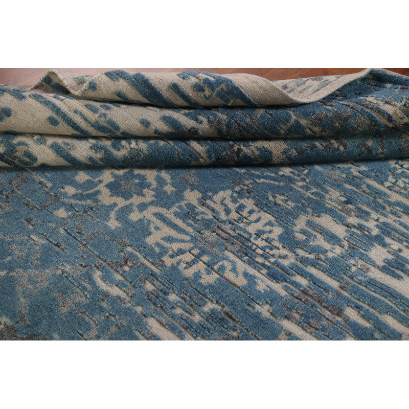 bLUE Abstract Oriental Area Rug 8x10