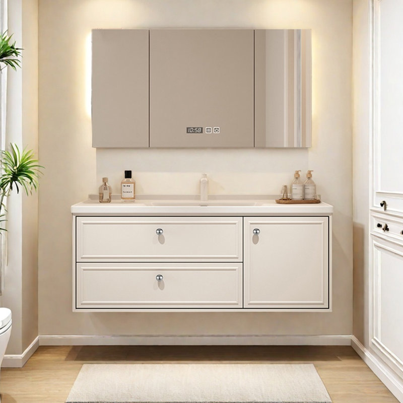 Armoire de salle de bain style français de luxe crème