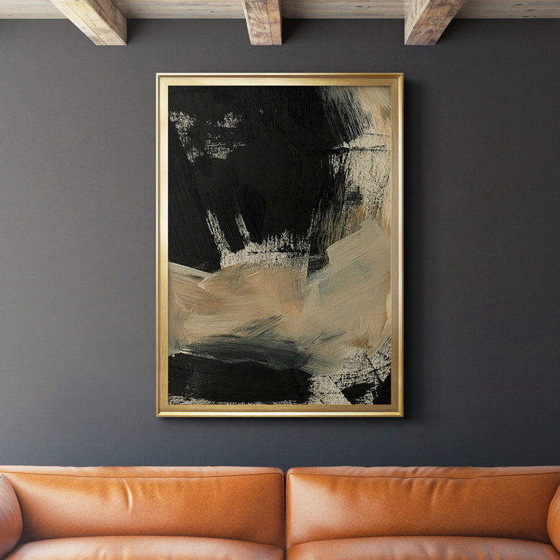 «Baked Paintstrokes VI», reproduction encadrée de qualité supérieure - prête à être suspendue, Or, L 30,5 po x H 42,5 po