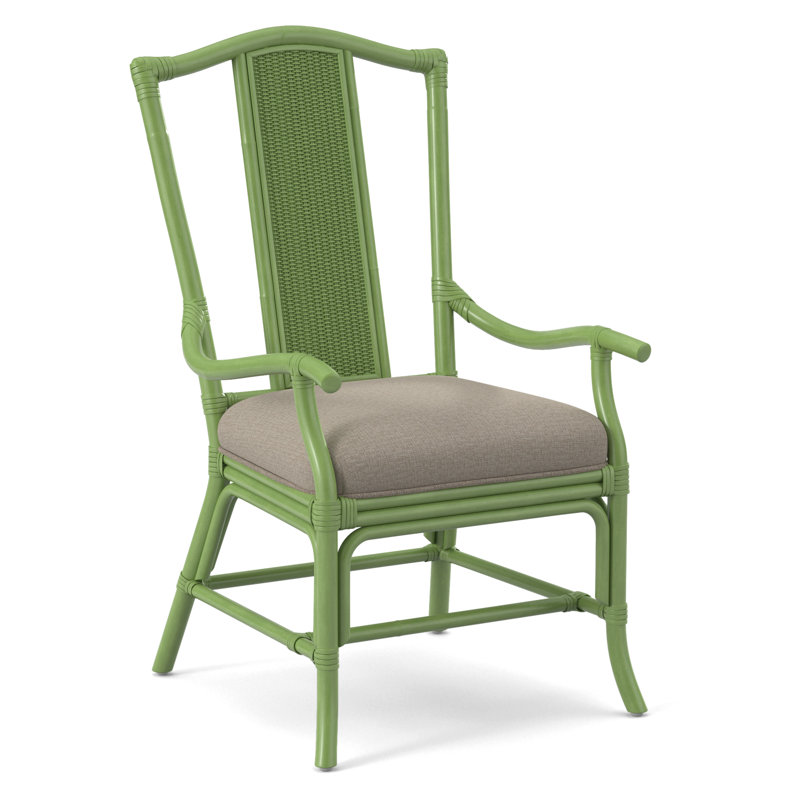Drury Lane Slat Back Dining Arm Chair, Beige Performance Fabric; 0851-73, Stone Hearth