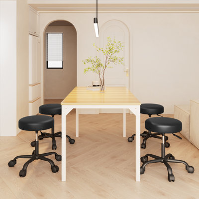 Mercato PU Leather Upholstered Height-Adjustable Rolling Stool