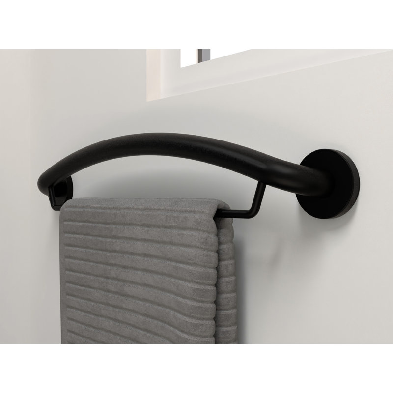 PLUS Towel Bar 27.5", Decorative Grab Bar with Towel Holder (500 lb. Capacity), Matte Black