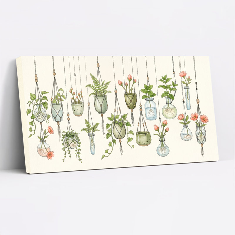 Ensemble de 1 tableau sur toile représentant des plantes suspendues, L 32 po x H 16 po, Wrapped Canvas