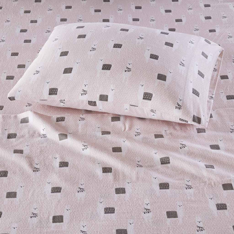 Ensemble de draps en flanelle de coton Gracie Mills Atticus, Ensemble de draps pour lit simple avec 1 taie d'or