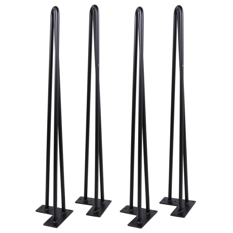 3 pieds de table en épingle à cheveux (noir) de style industriel Mid-Century moderne, ensemble de 4