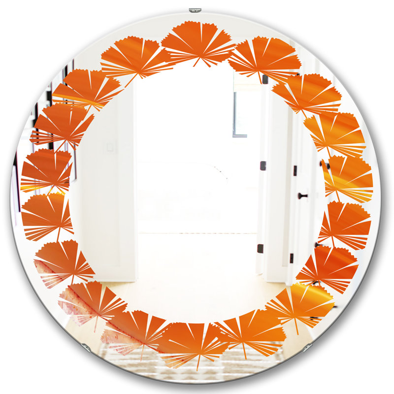Miroir mural moderne sans cadre agate leaves in wave pattern, 31,5 po x 31,5 po