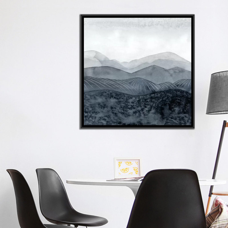 « blustering valley ii », impression sur toile, H 18 po x l 18 po x P 1,5 po, Toile avec cadre noir, Pas de tapis