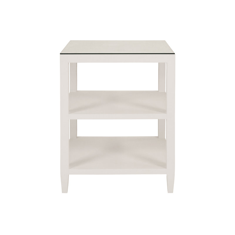 Glass End Table, White