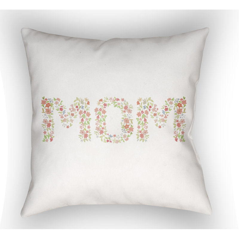 Mom MOM Indoor/Outdoor Throw Pillow, 18" H x 18" W, Neutral