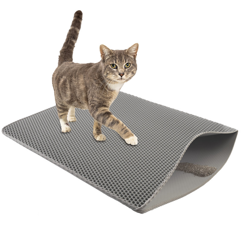 Cat Litter Mat - Waterproof Litter Box Mat with Dual-Layer Honeycomb Design for Trapping Litter - Slip-Resistant Cat Mat